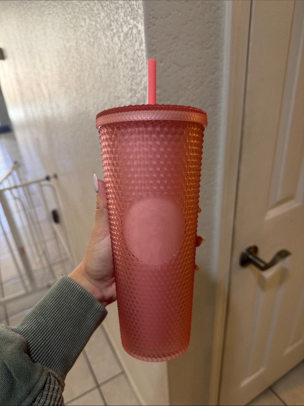 Starbucks Coral Pink Studded Reusable Tumbler with Straw